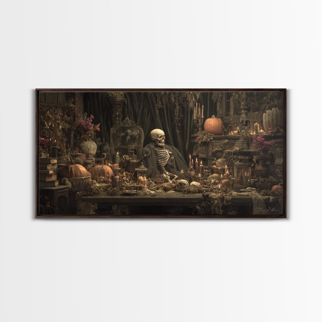 Desert Halloween, Wide Panoramic Art, Gothic Horror Wall Art, Framed Canvas Print, Halloween Wall Decor, Gothic Home Decor, Halloween Decor