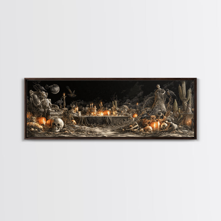 Desert Halloween, Extra Wide Wall Art, Dark Halloween Decor, Canvas Print, Halloween Wall Decor, Gothic Home Decor, Statement Wall Art
