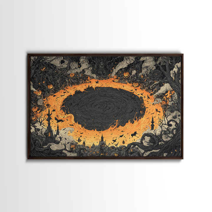 The Volcanic Demon Festival, Landscape Wall Art, Spooky Home Decor, Canvas Print, Halloween Wall Decor, Gothic Home Decor, Dark Fantasy Art