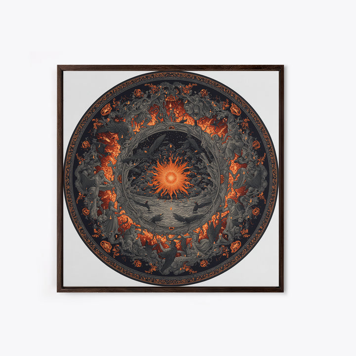 The Volcanic Demon Festival, Square Wall Art, Gothic Horror Wall Art, Framed Canvas Print, Halloween Wall Decor, Gothic Home Decor
