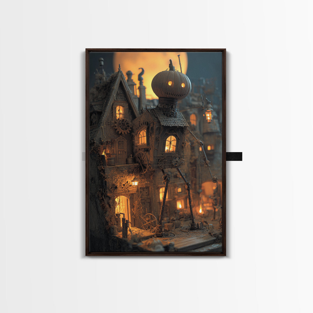 The Clockwork Haunted House, Vertical Wall Art, Spooky Home Decor, Canvas Print, Halloween Wall Decor, Gothic Home Decor, Halloween Decor