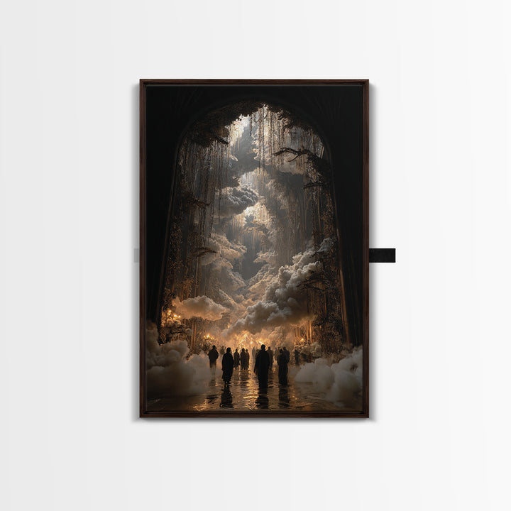 The Upside-Down Cemetery, Vertical Wall Art, Haunted Gothic Art, Framed Canvas Print, Halloween Wall Decor, Gothic Home Decor