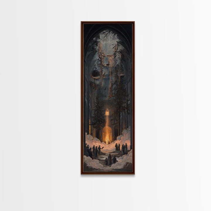 The Upside-Down Cemetery, Tall Narrow Wall Art, Dark Halloween Decor, Canvas Print, Halloween Wall Decor, Gothic Home Decor, Horror Wall Art