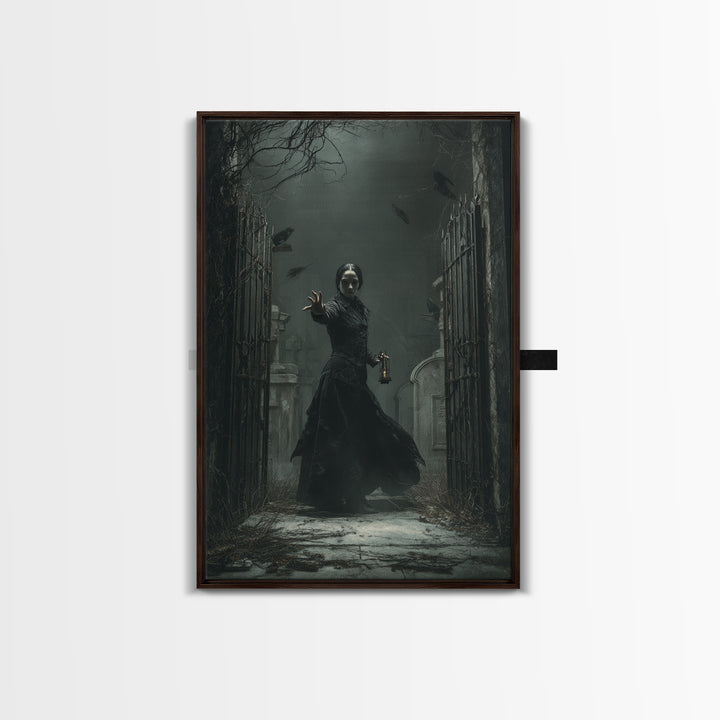 The Infinite Hallway, Vertical Wall Art, Gothic Horror Wall Art, Framed Canvas Print, Halloween Wall Decor, Gothic Home Decor