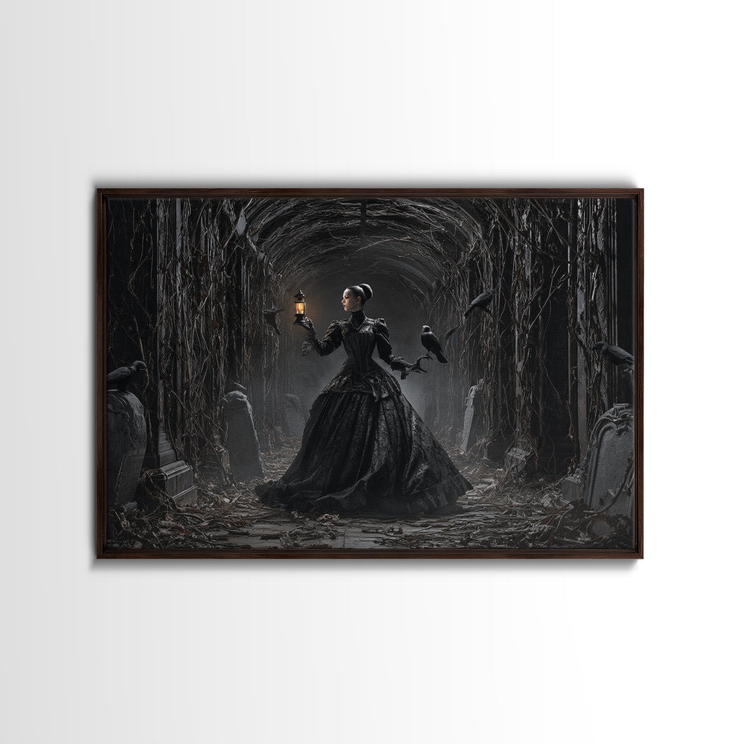The Infinite Hallway, Landscape Wall Art, Gothic Horror Wall Art, Framed Canvas Print, Halloween Wall Decor, Gothic Home Decor
