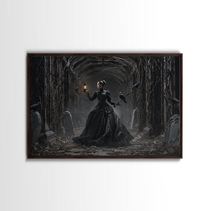 The Infinite Hallway, Landscape Wall Art, Gothic Horror Wall Art, Framed Canvas Print, Halloween Wall Decor, Gothic Home Decor