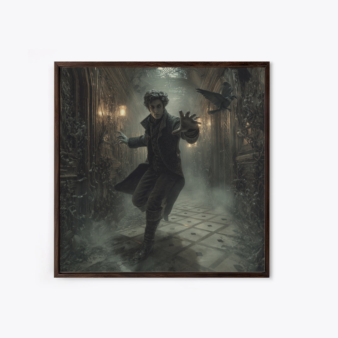 The Infinite Hallway, Square Wall Art, Haunted Gothic Art, Framed Canvas Print, Halloween Wall Decor, Gothic Home Decor, Spooky Wall Decor