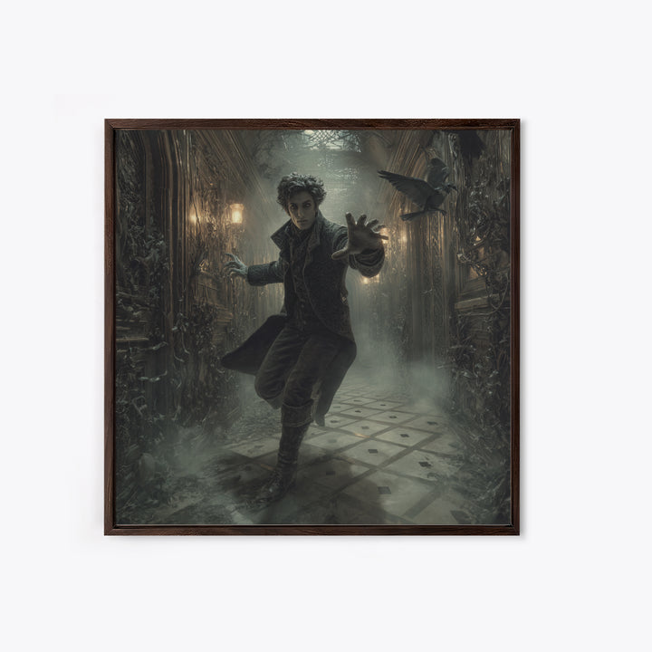 The Infinite Hallway, Square Wall Art, Haunted Gothic Art, Framed Canvas Print, Halloween Wall Decor, Gothic Home Decor, Spooky Wall Decor