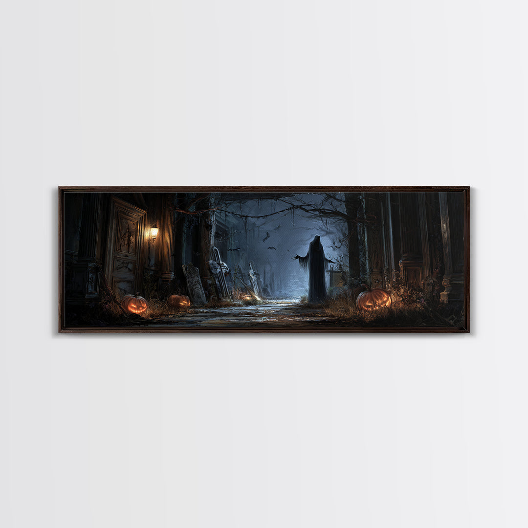 The Infinite Hallway, Extra Wide Wall Art, Dark Halloween Decor, Canvas Print, Halloween Wall Decor, Gothic Home Decor