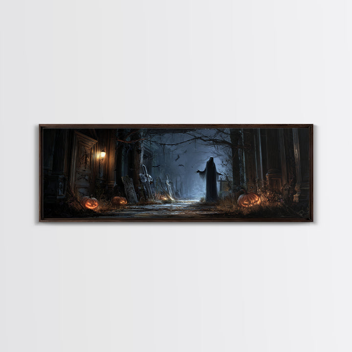 The Infinite Hallway, Extra Wide Wall Art, Dark Halloween Decor, Canvas Print, Halloween Wall Decor, Gothic Home Decor