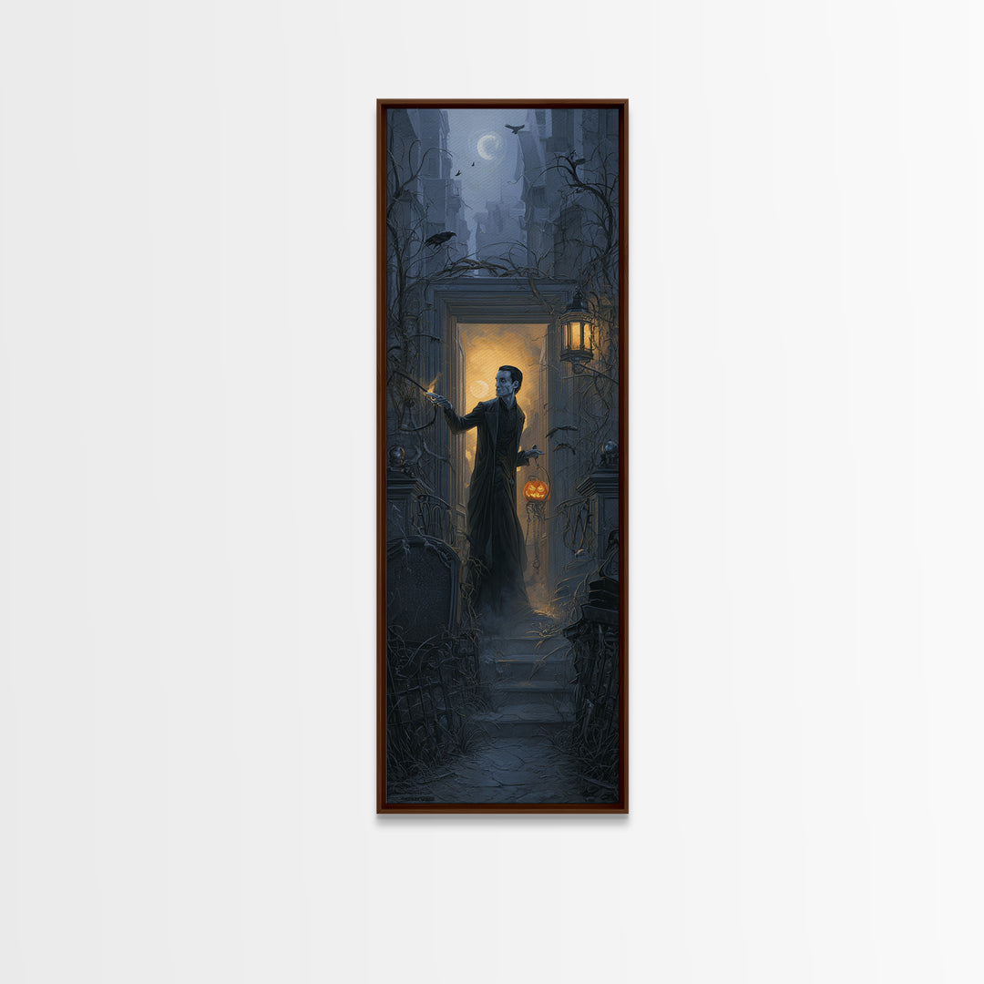 The Infinite Hallway, Tall Narrow Wall Art, Gothic Horror Wall Art, Framed Canvas Print, Halloween Wall Decor, Gothic Home Decor