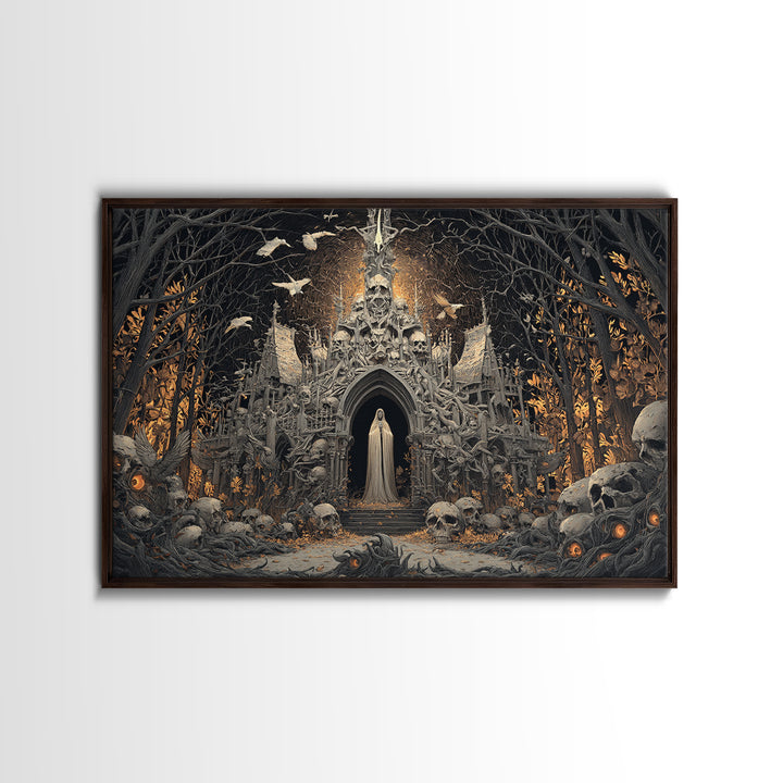 The Cathedral Of Bones, Landscape Wall Art, Gothic Horror Wall Art, Framed Canvas Print, Halloween Wall Decor, Gothic Home Decor