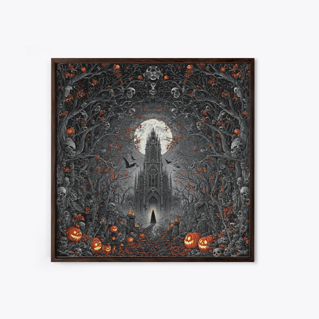 The Cathedral Of Bones, Square Wall Art, Dark Fantasy Wall Art, Canvas Print, Halloween Wall Decor, Gothic Home Decor, Dark Fantasy Art