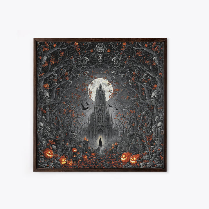 The Cathedral Of Bones, Square Wall Art, Dark Fantasy Wall Art, Canvas Print, Halloween Wall Decor, Gothic Home Decor, Dark Fantasy Art