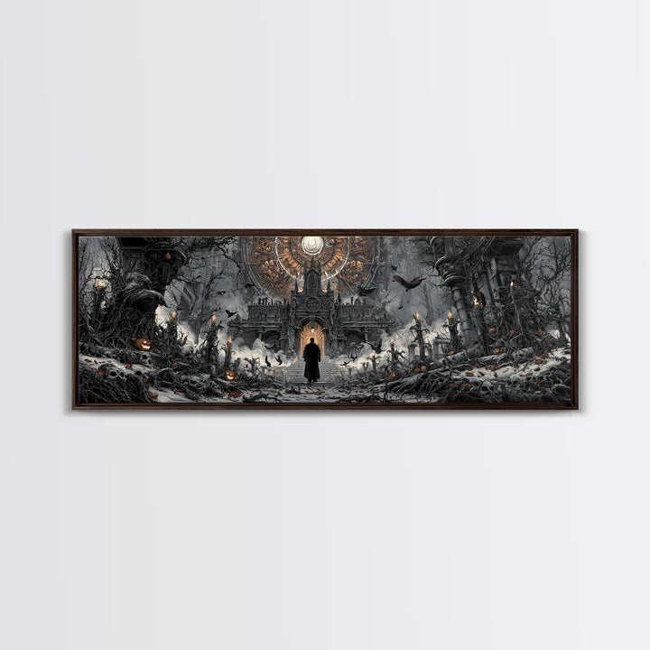 The Cathedral Of Bones, Extra Wide Wall Art, Dark Halloween Decor, Canvas Print, Halloween Wall Decor, Gothic Home Decor, Spooky Wall Decor