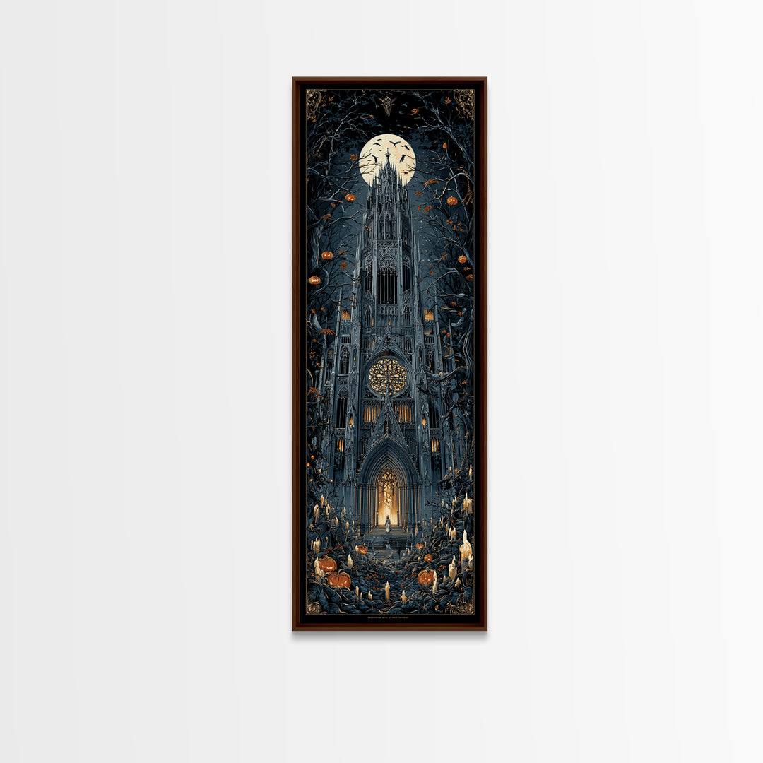 The Cathedral Of Bones, Tall Narrow Wall Art, Dark Halloween Decor, Canvas Print, Halloween Wall Decor, Gothic Home Decor, Spooky Wall Decor