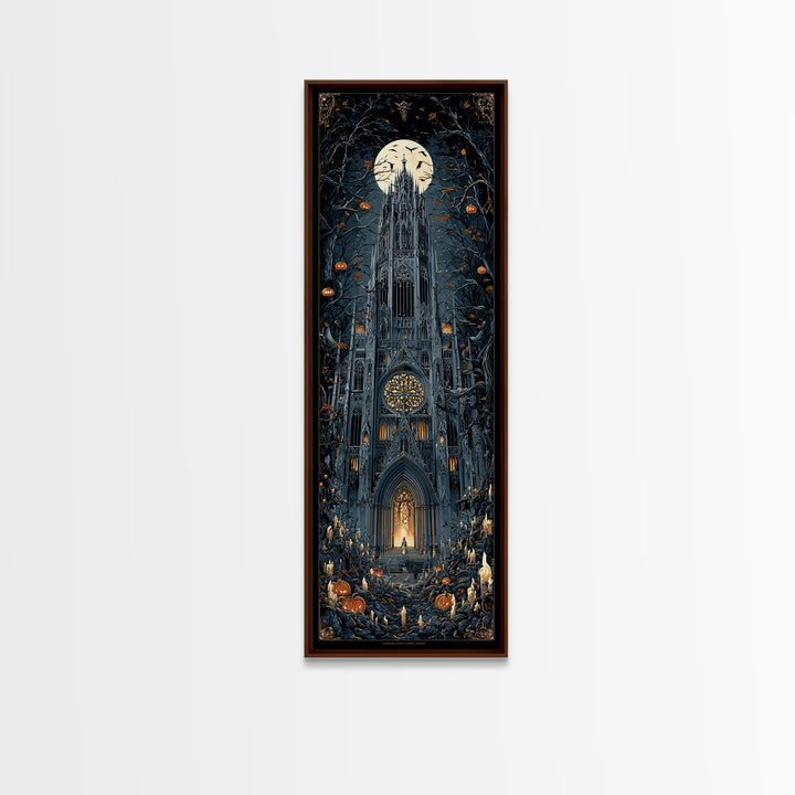 The Cathedral Of Bones, Tall Narrow Wall Art, Dark Halloween Decor, Canvas Print, Halloween Wall Decor, Gothic Home Decor, Spooky Wall Decor