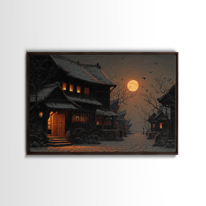 The Town Where Shadows Live, Landscape Wall Art, Dark Halloween Decor, Canvas Print, Halloween Wall Decor, Gothic Home Decor