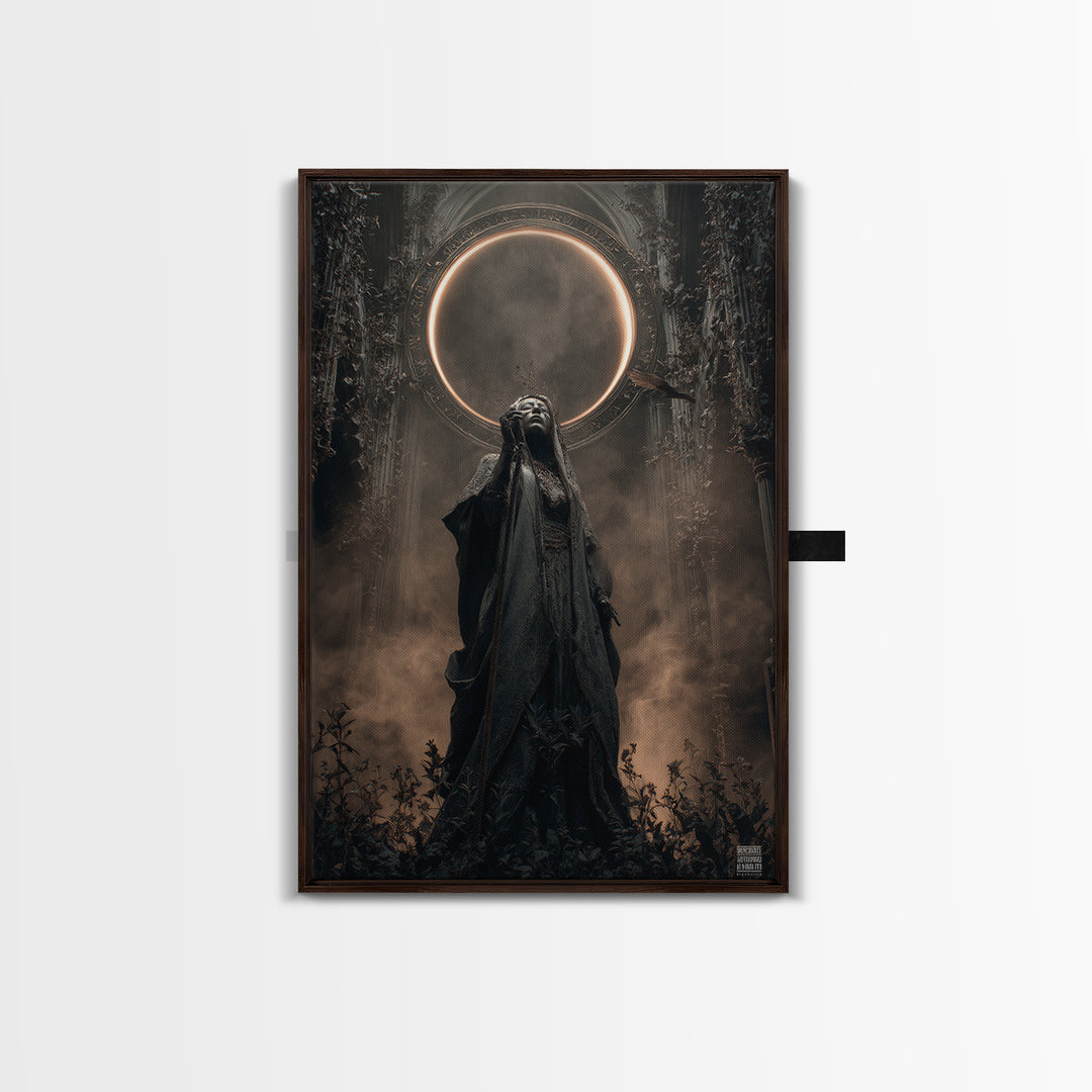 The Eclipse Summoning, Vertical Wall Art, Dark Halloween Decor, Canvas Print, Halloween Wall Decor, Gothic Home Decor, Seasonal Home Decor