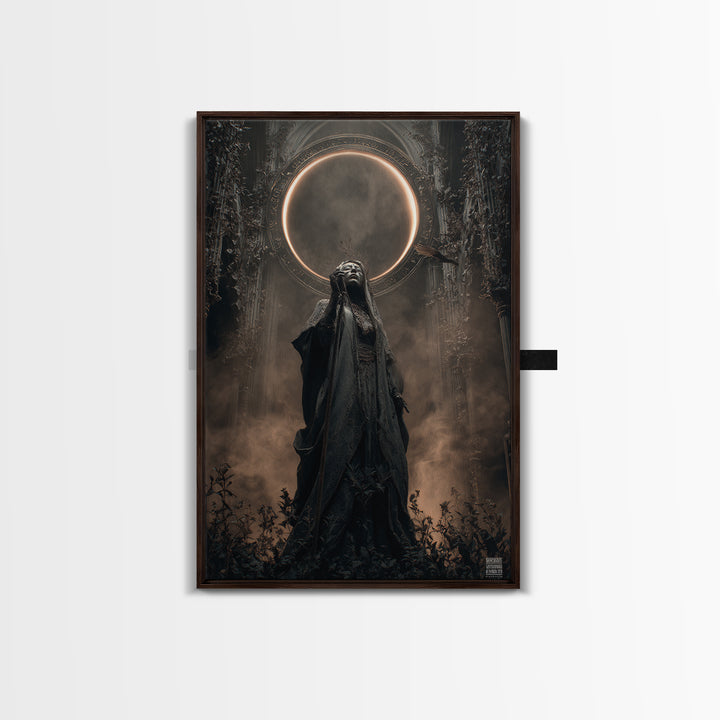 The Eclipse Summoning, Vertical Wall Art, Dark Halloween Decor, Canvas Print, Halloween Wall Decor, Gothic Home Decor, Seasonal Home Decor