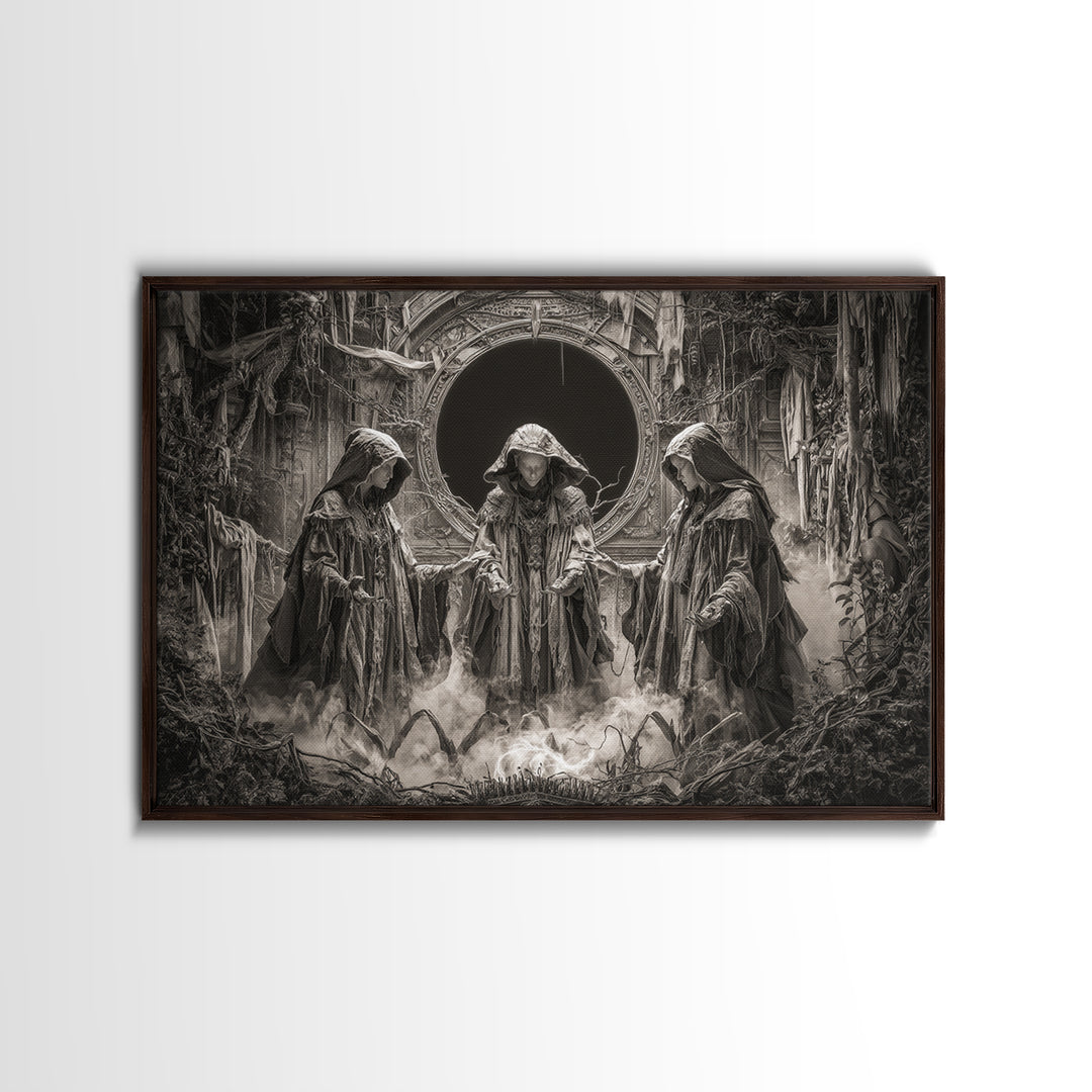 The Eclipse Summoning, Landscape Wall Art, Macabre Wall Art, Framed Canvas Print, Halloween Wall Decor, Gothic Home Decor