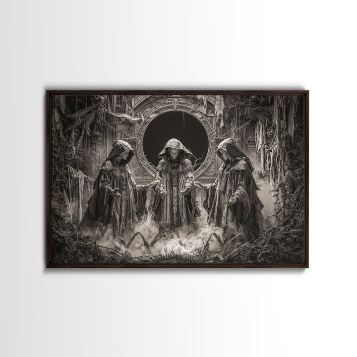 The Eclipse Summoning, Landscape Wall Art, Macabre Wall Art, Framed Canvas Print, Halloween Wall Decor, Gothic Home Decor