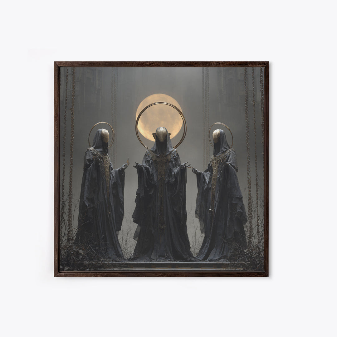 The Eclipse Summoning, Square Wall Art, Haunted Gothic Art, Framed Canvas Print, Halloween Wall Decor, Gothic Home Decor, Spooky Wall Decor