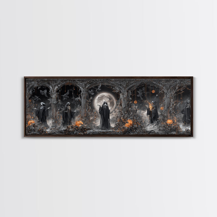 The Eclipse Summoning, Extra Wide Wall Art, Haunted Gothic Art, Framed Canvas Print, Halloween Wall Decor, Gothic Home Decor