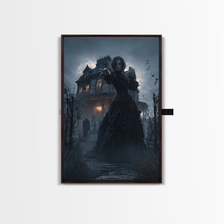 The Last House At The World'S Edge, Vertical Wall Art, Macabre Wall Art, Framed Canvas Print, Halloween Wall Decor, Gothic Home Decor