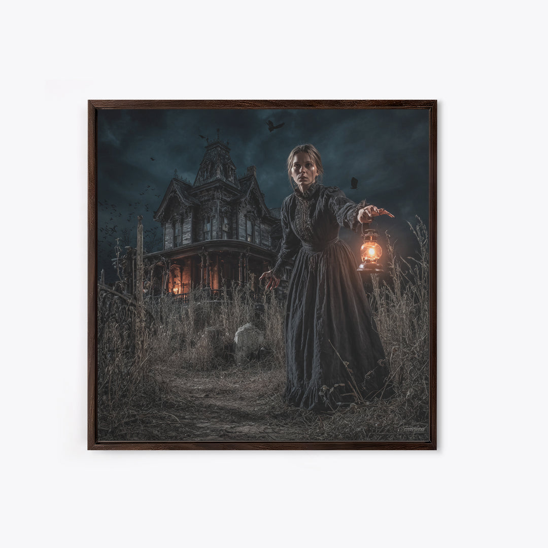 The Last House At The World'S Edge, Square Wall Art, Spooky Home Decor, Canvas Print, Halloween Wall Decor, Gothic Home Decor
