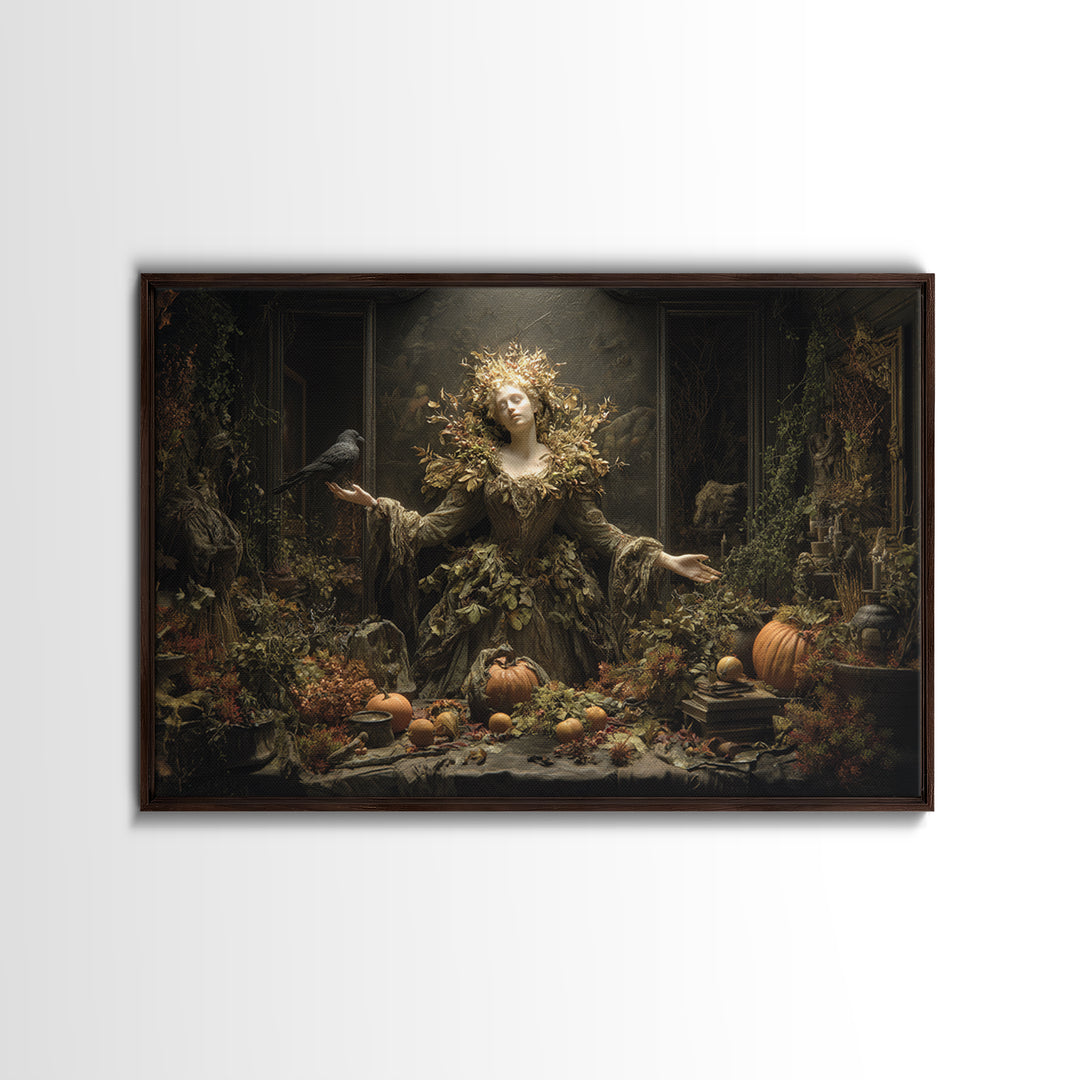 The Personification Of October, Landscape Wall Art, Haunted Gothic Art, Framed Canvas Print, Halloween Wall Decor, Gothic Home Decor
