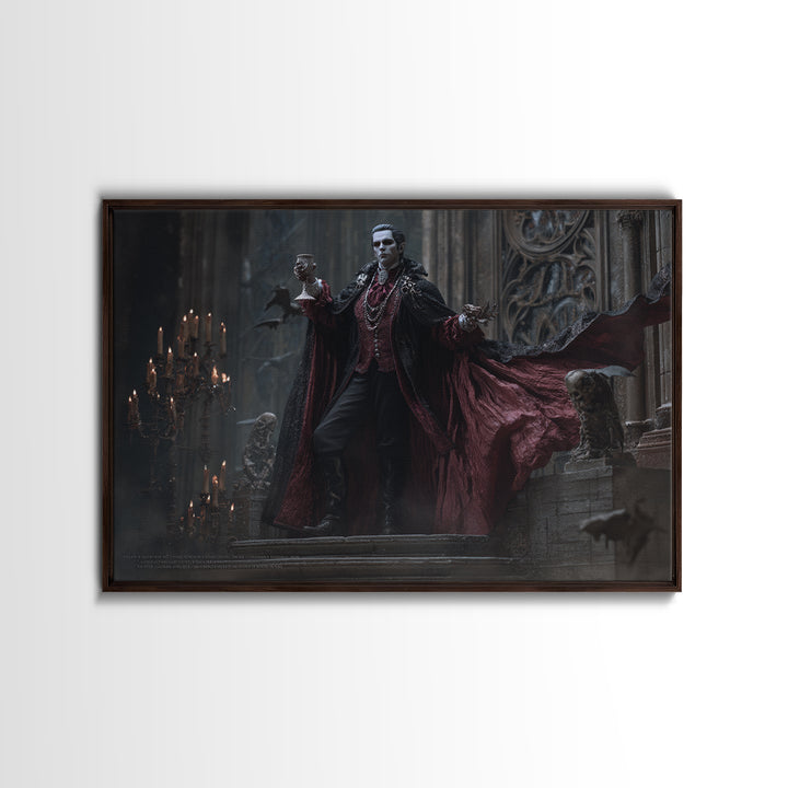 The Crimson Count Of Hollow Keep, Landscape Wall Art, Dark Halloween Decor, Canvas Print, Halloween Wall Decor, Gothic Home Decor
