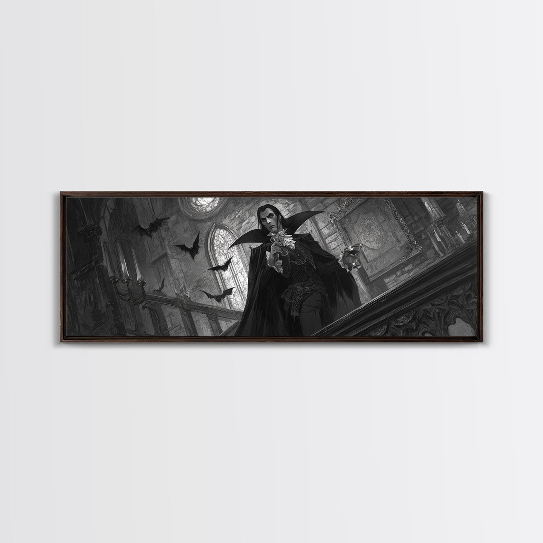 The Crimson Count Of Hollow Keep, Extra Wide Wall Art, Spooky Home Decor, Canvas Print, Halloween Wall Decor, Gothic Home Decor