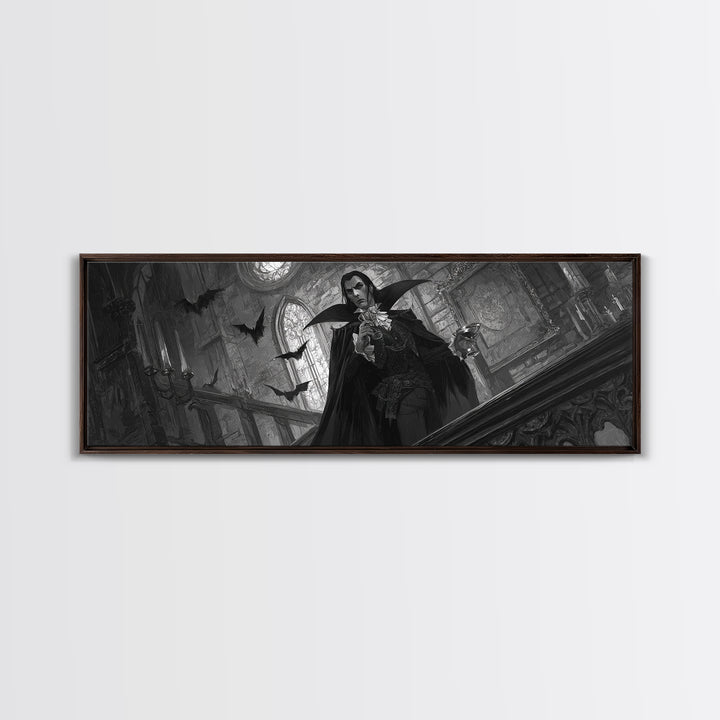 The Crimson Count Of Hollow Keep, Extra Wide Wall Art, Spooky Home Decor, Canvas Print, Halloween Wall Decor, Gothic Home Decor