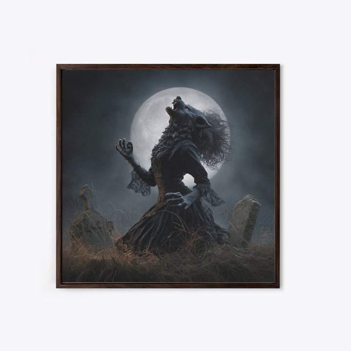 The Widow Wolf Of Briar Moon, Square Wall Art, Gothic Horror Wall Art, Framed Canvas Print, Halloween Wall Decor, Gothic Home Decor