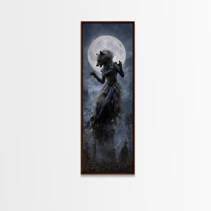 The Widow Wolf Of Briar Moon, Tall Narrow Wall Art, Dark Fantasy Wall Art, Canvas Print, Halloween Wall Decor, Gothic Home Decor