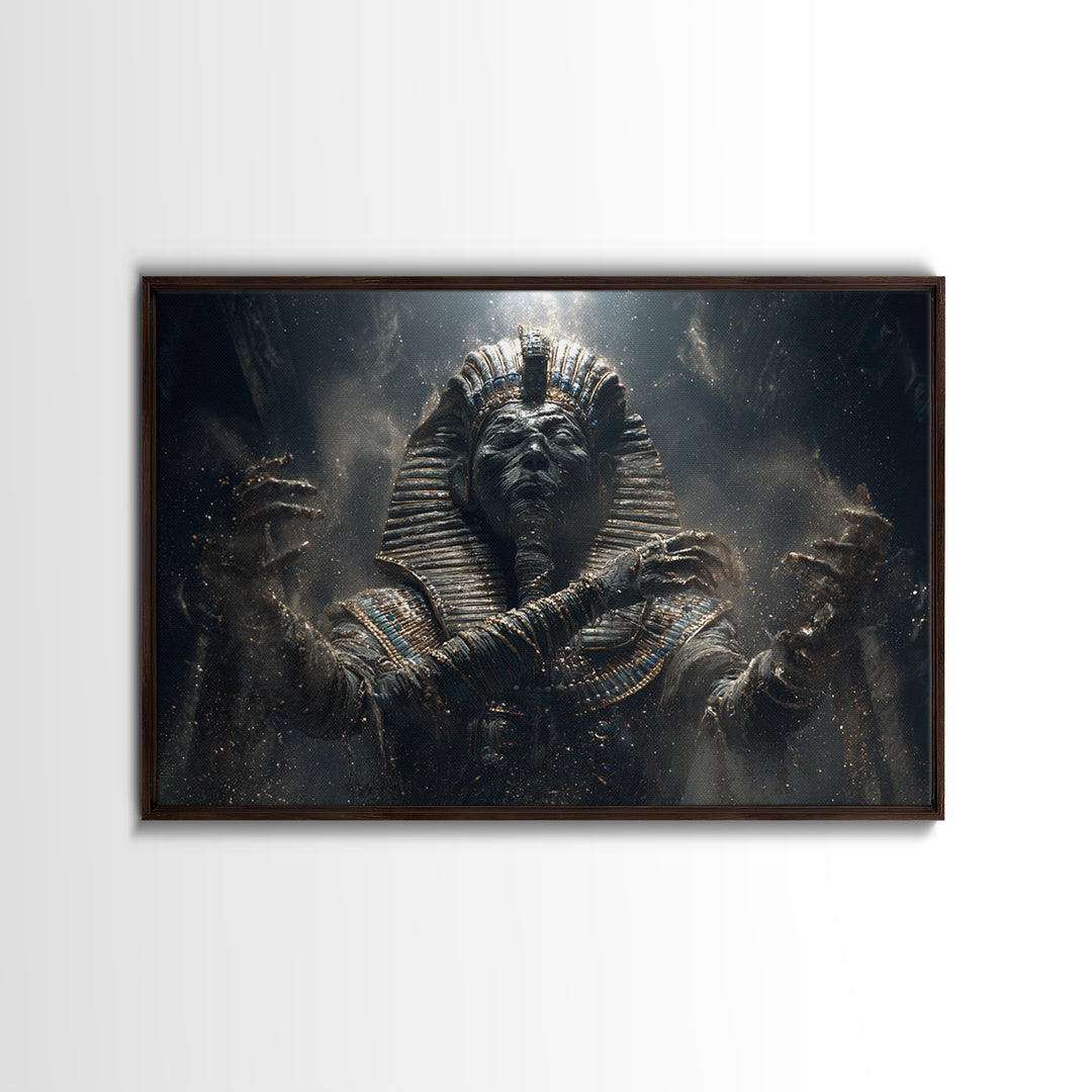The Pharaoh Of Dustbound Silence, Landscape Wall Art, Macabre Wall Art, Framed Canvas Print, Halloween Wall Decor, Gothic Home Decor