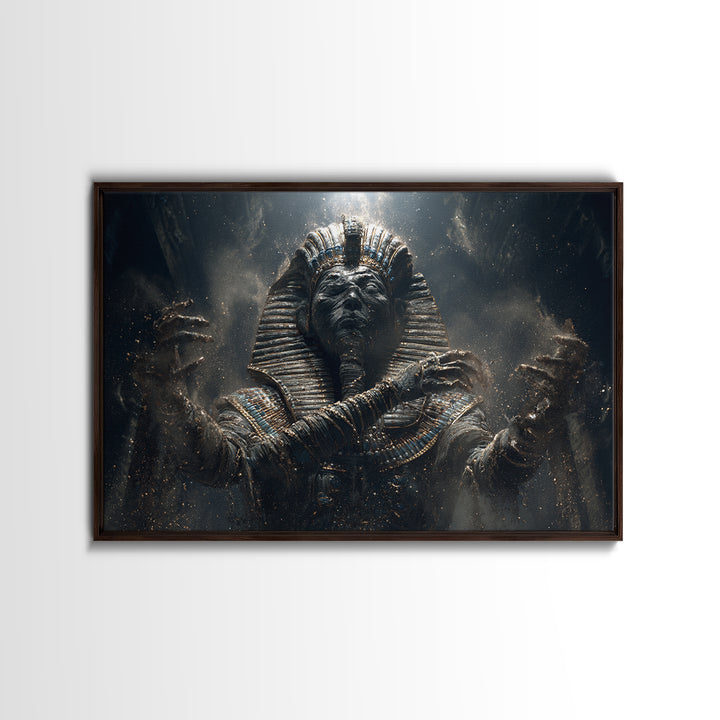 The Pharaoh Of Dustbound Silence, Landscape Wall Art, Macabre Wall Art, Framed Canvas Print, Halloween Wall Decor, Gothic Home Decor