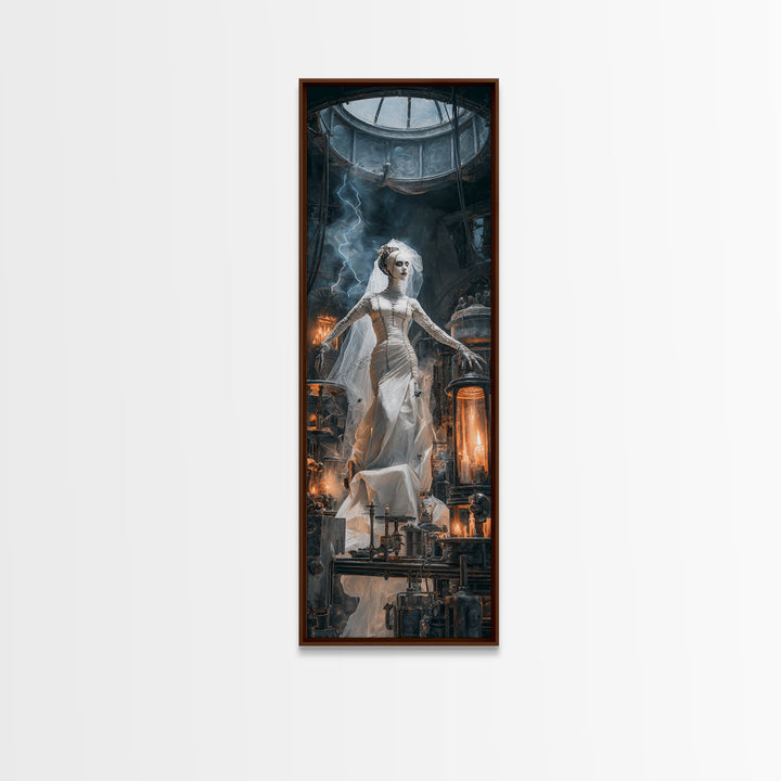 The Stitched Bride Of Thunder Hall, Tall Narrow Wall Art, Spooky Home Decor, Canvas Print, Halloween Wall Decor, Gothic Home Decor
