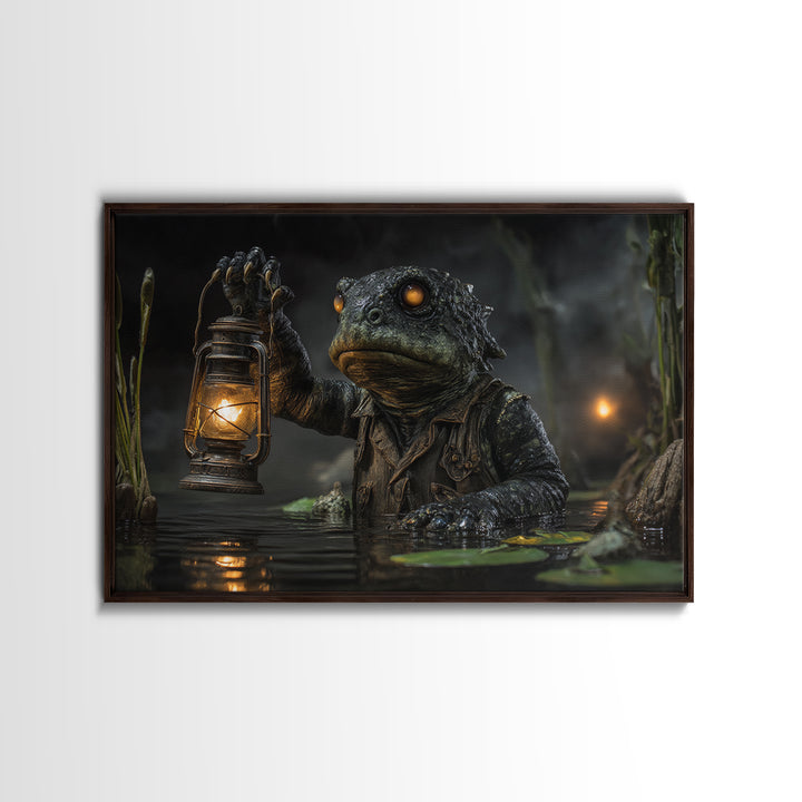 The Creature Of Lantern Lagoon, Landscape Wall Art, Dark Fantasy Wall Art, Canvas Print, Halloween Wall Decor, Gothic Home Decor