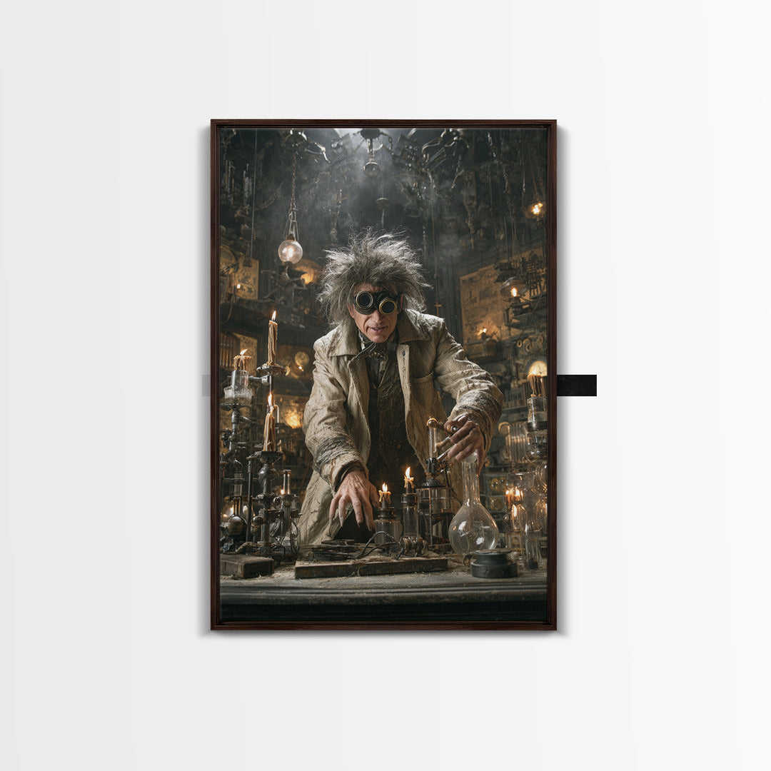 Doctor Vesper'S Resurrection Engine, Vertical Wall Art, Gothic Horror Wall Art, Framed Canvas Print, Halloween Wall Decor, Gothic Home Decor