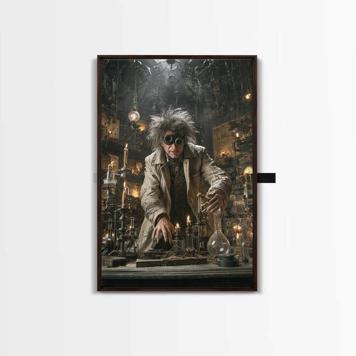 Doctor Vesper'S Resurrection Engine, Vertical Wall Art, Gothic Horror Wall Art, Framed Canvas Print, Halloween Wall Decor, Gothic Home Decor