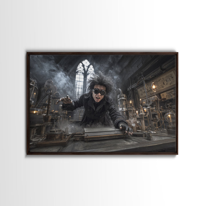 Doctor Vesper'S Resurrection Engine, Landscape Wall Art, Haunted Gothic Art, Framed Canvas Print, Halloween Wall Decor, Gothic Home Decor