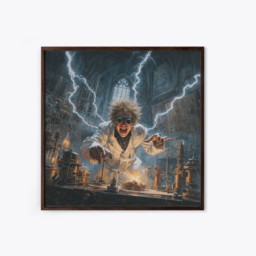 Doctor Vesper'S Resurrection Engine, Square Wall Art, Haunted Gothic Art, Framed Canvas Print, Halloween Wall Decor, Gothic Home Decor