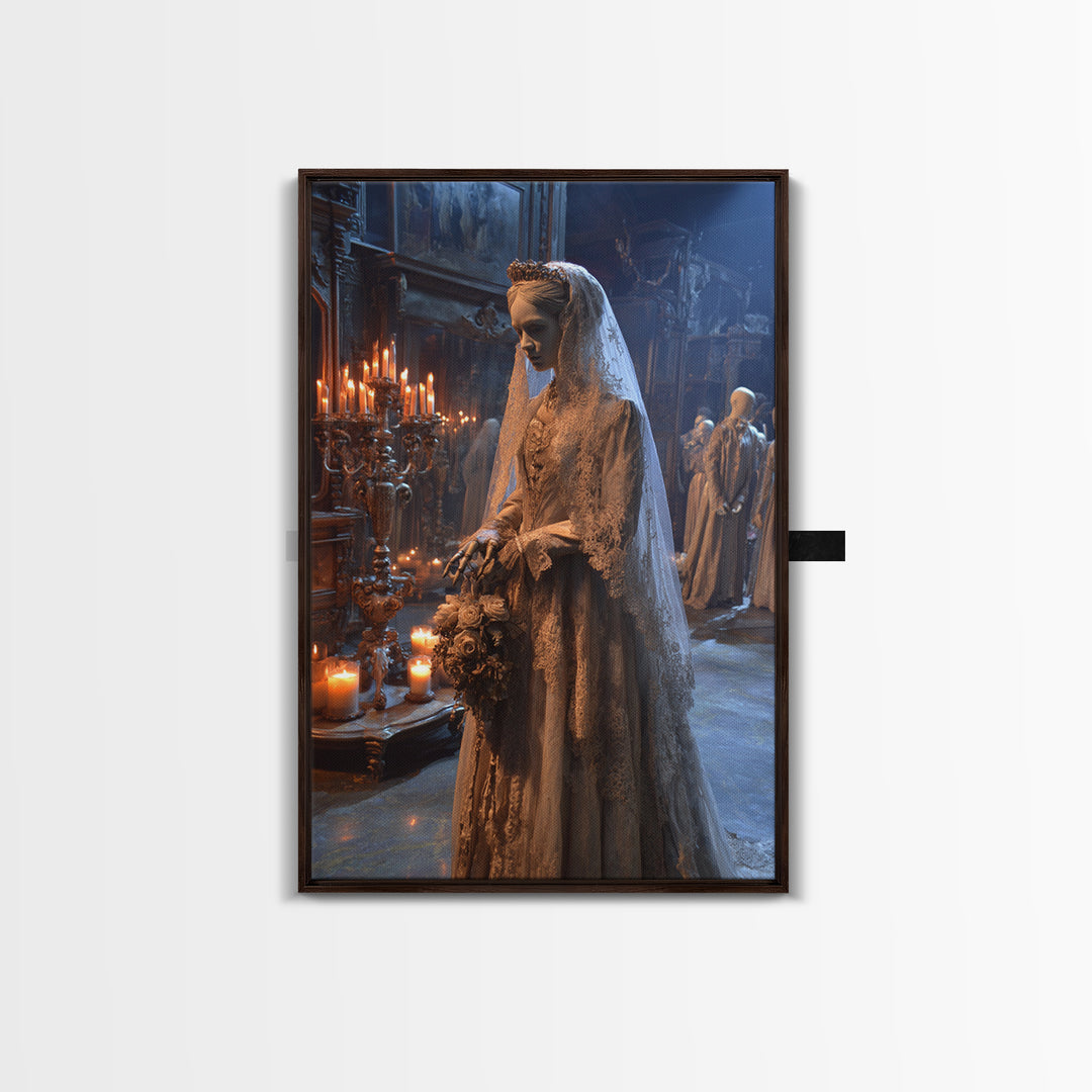 The Wax Bride Of Mourning Hall, Vertical Wall Art, Dark Fantasy Wall Art, Canvas Print, Halloween Wall Decor, Gothic Home Decor