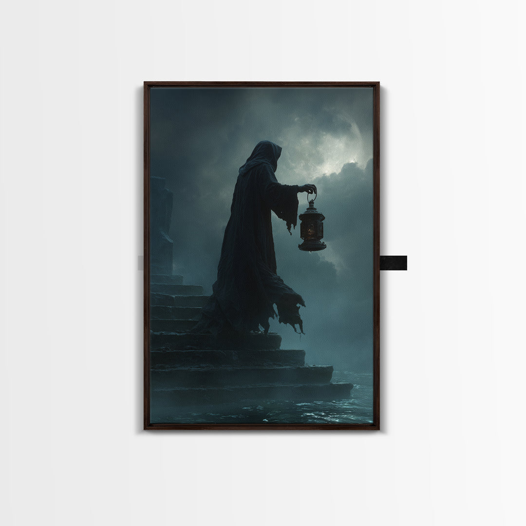 The Lantern-Bearer Of R’Lyeh, Vertical Wall Art, Macabre Wall Art, Canvas Print, Halloween Wall Decor, Gothic Home Decor, Halloween Wall Art
