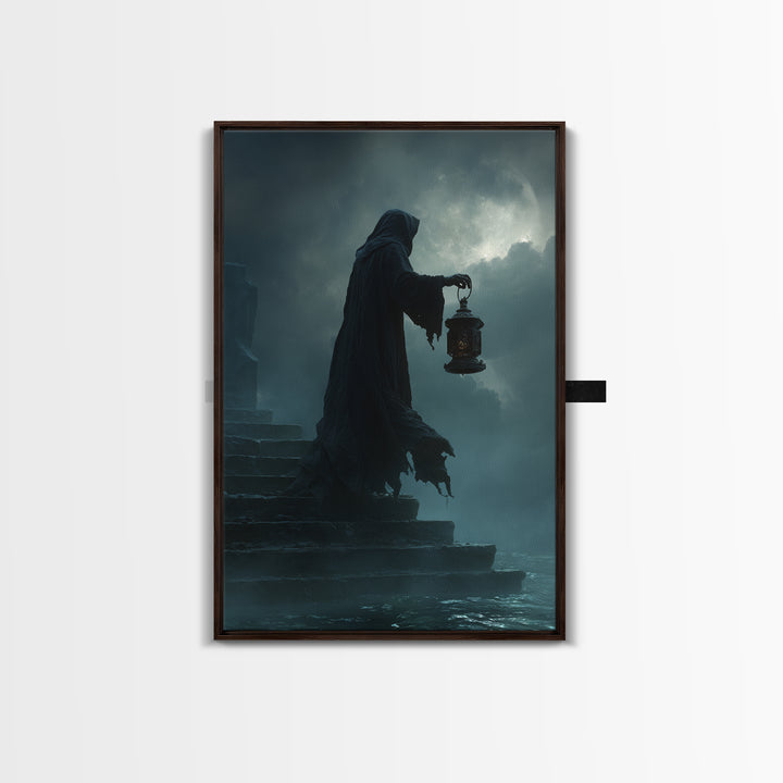 The Lantern-Bearer Of R’Lyeh, Vertical Wall Art, Macabre Wall Art, Canvas Print, Halloween Wall Decor, Gothic Home Decor, Halloween Wall Art