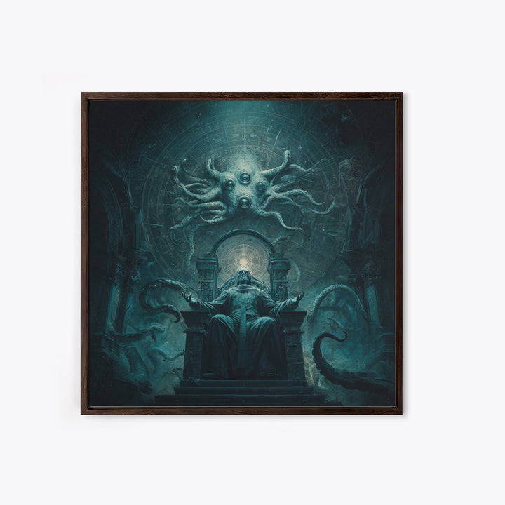 The Dreaming Priest Of The Outer Gate, Square Wall Art, Spooky Home Decor, Framed Canvas Print, Halloween Wall Decor, Gothic Home Decor