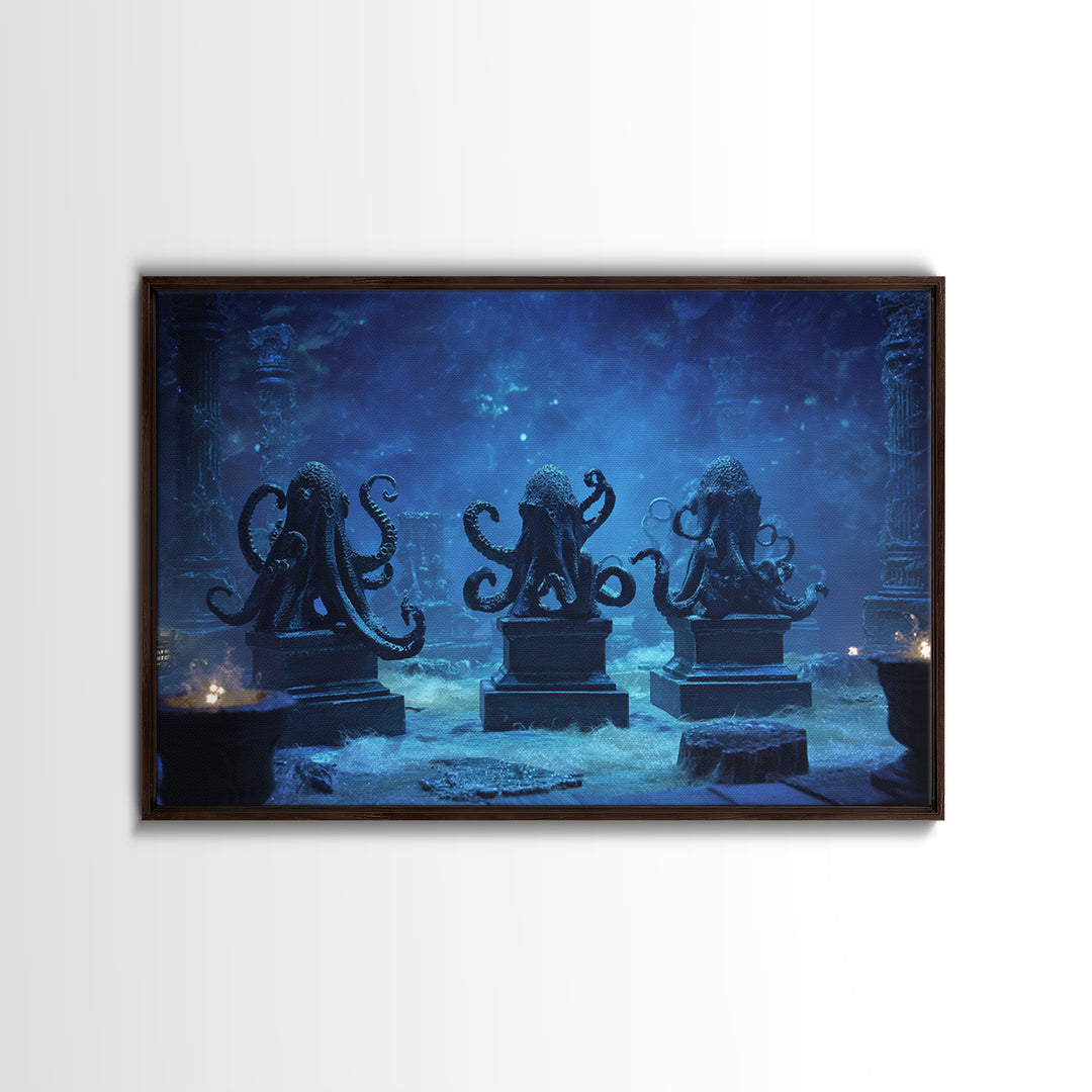 The Choir Of Deepwater Acolytes, Landscape Wall Art, Dark Fantasy Wall Art, Canvas Print, Halloween Wall Decor, Gothic Home Decor