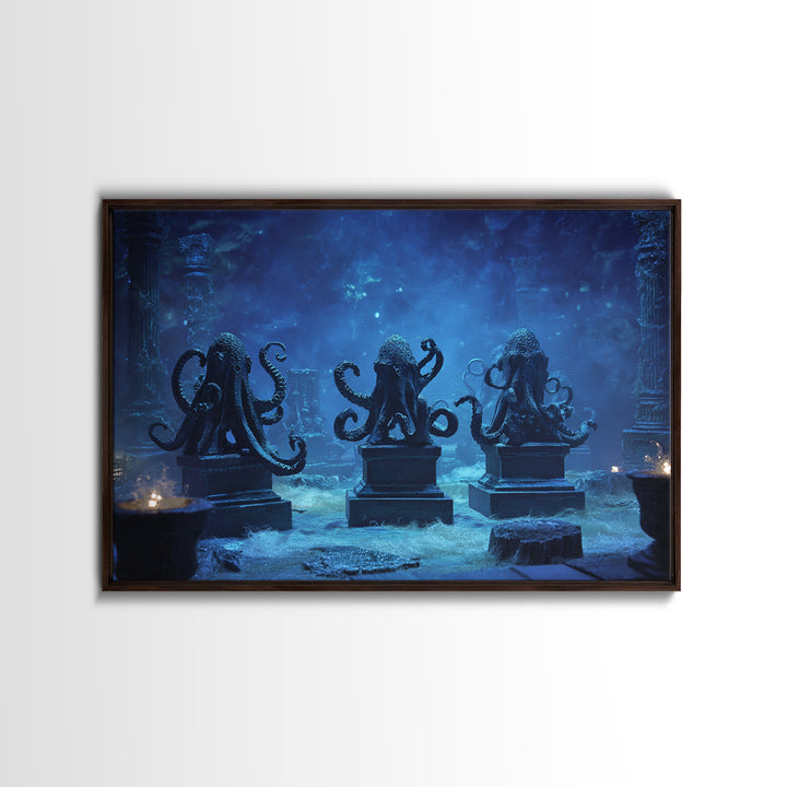 The Choir Of Deepwater Acolytes, Landscape Wall Art, Dark Fantasy Wall Art, Canvas Print, Halloween Wall Decor, Gothic Home Decor